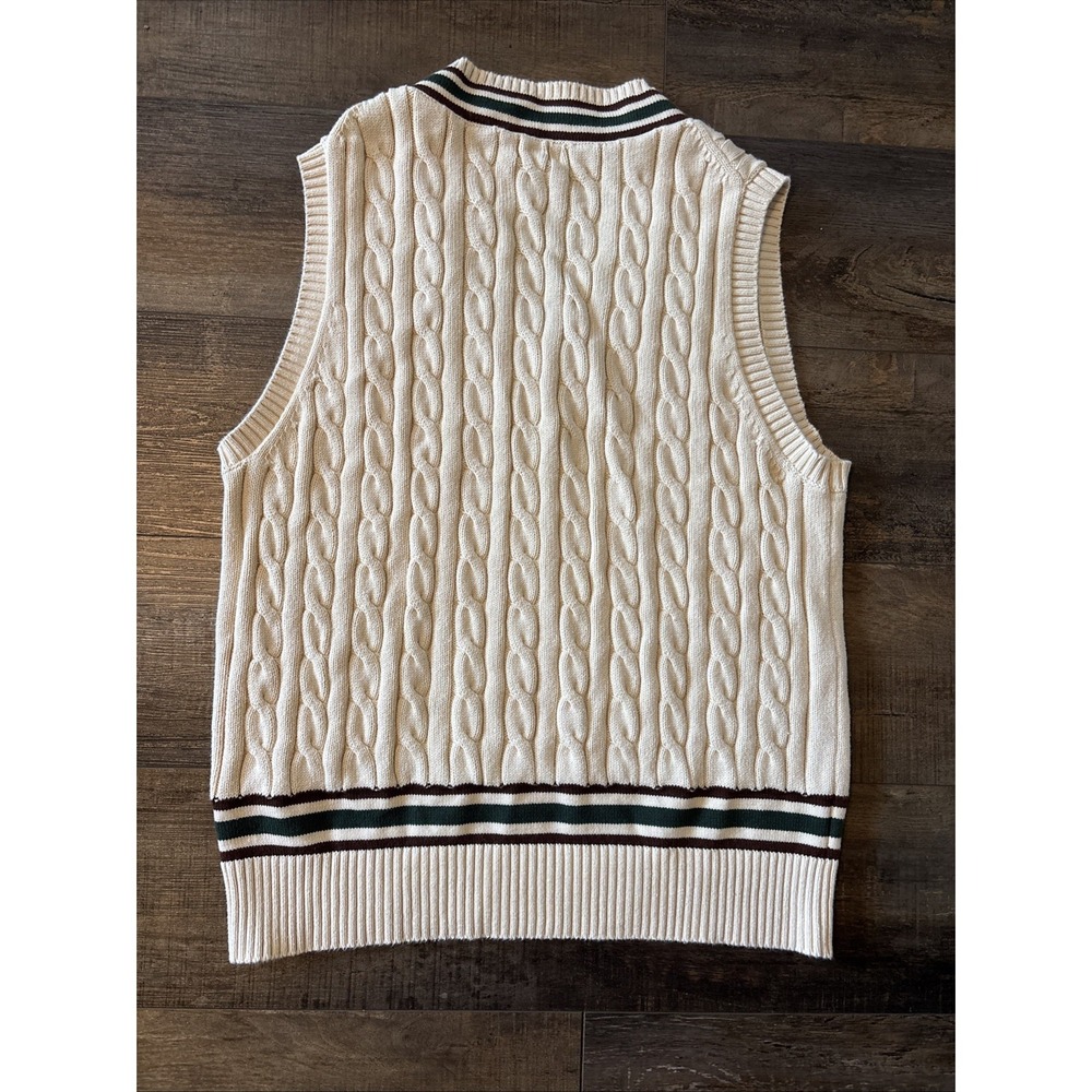 Spier & Mackay Sweater Vest Men Xl Beige Cable Knit Cricket Tennis Cotton - Picture 7 of 7